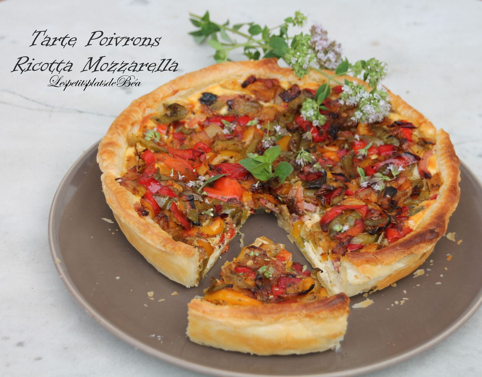 Tarte aux poivrons, ricotta et mozzarella