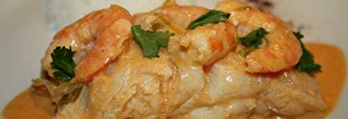 Curry de poisson filets de lingue et crevettes