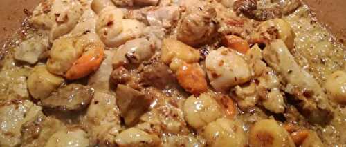 Fricassée de ris de veau et coquilles Saint-Jacques aux cèpes
