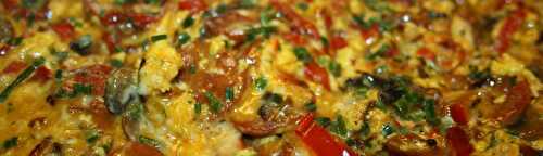 Omelette chorizo poivrons champignons