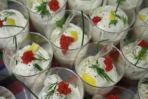 Verrines Tartare de saumon chantilly de concombre