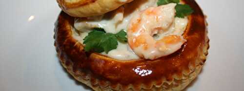 Vol au vent de la mer, langoustines, crevettes, moules et chanterelles