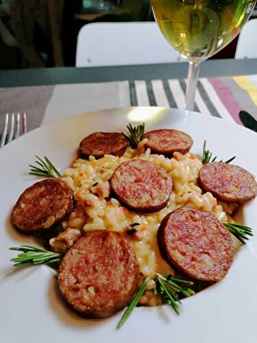 Risotto à la tomate saucisse de Morteau et Comté fruité