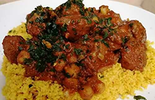 Tajine de Keftas et pois chiches à la marocaine semoule aux épices