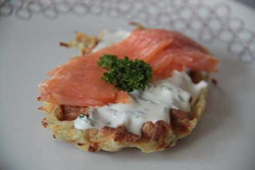 Gaufres pommes de terre et saumon fumé