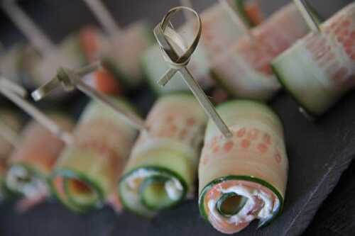 Roulade de concombre et saumon fumé