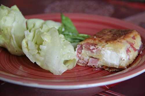 Gâteau aux pommes de terre, au jambon et au Kiri