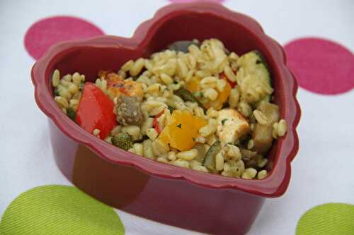 Salade de blé aux légumes confits et au poulet