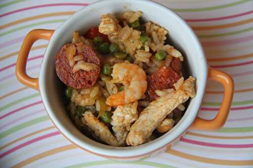 Poêlée de crevettes et poulet aux petits légumes façon paella