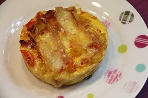 Tortilla de légumes gratinée au reblochon (grands ronds Flexipan)