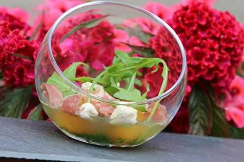 Verrines melon, basilic et jambon de Bayonne (au Thermomix ou sans)