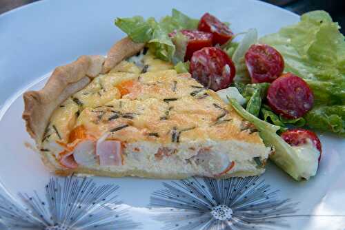 Quiche aux crevettes, ail et surimi