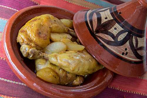 Tajine de poulet aux poires, miel et cannelle