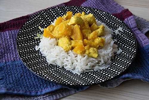 Curry de poulet et lait de coco au potimarron