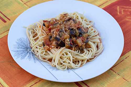 Spaghettis aux aubergines et à la mozzarella (au Cookeo ou sans)