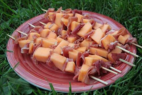 Brochettes melon - jambon de Bayonne - Les petits plats de Patchouka