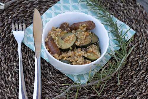 Courgettes et céréales aux merguez