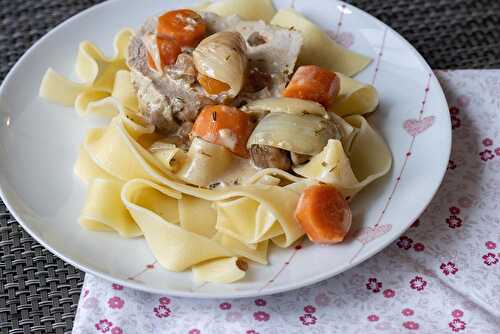 Rôti de veau aux châtaignes et aux légumes