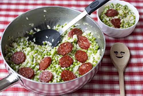 Risotto de petits pois et chorizo