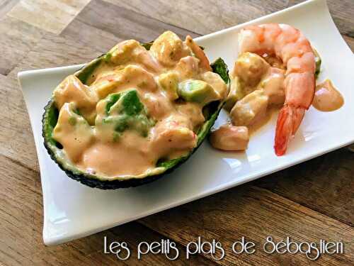 Crevettes et chair d'avocat sauce cocktail