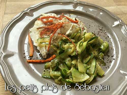 Filets de cabillaud, tagliatelles de courgettes