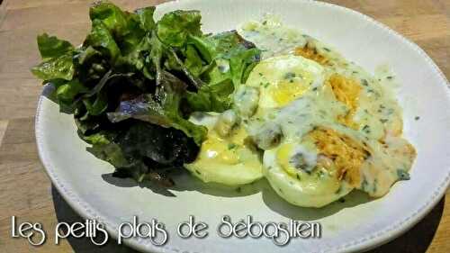 Oeufs durs gratinés à la sauce béchamel