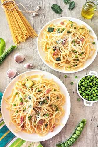 Pâtes aux courgettes et petits pois