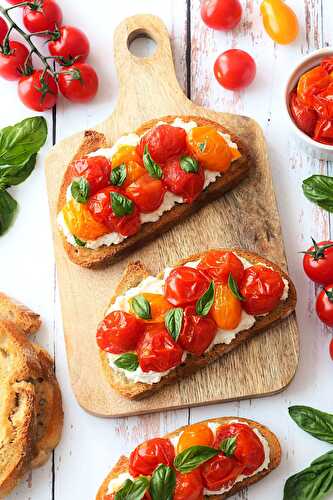 Bruschetta de tomates rôties et ricotta