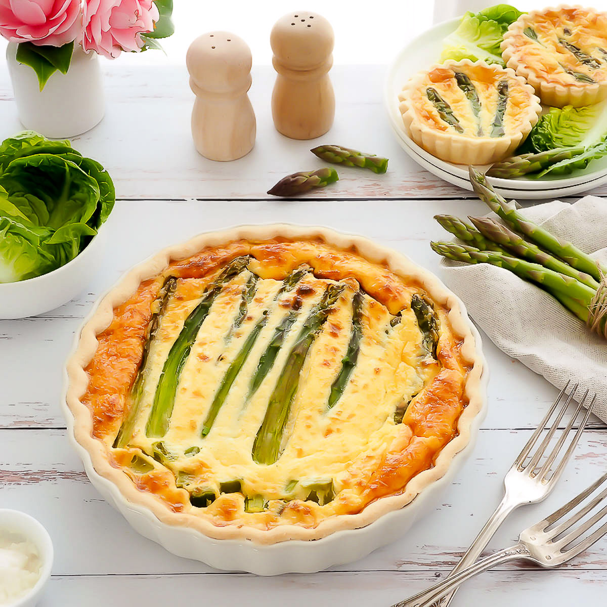 Quiche aux asperges, ricotta et parmesan