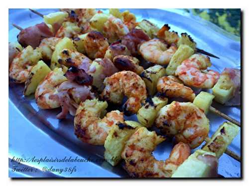 Brochettes de crevettes à l'ananas - Les plaisirs de la bouche