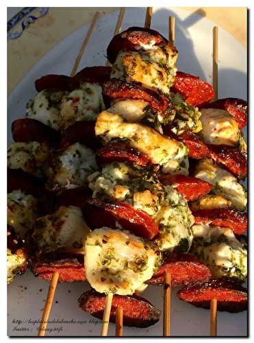 Brochettes de lotte et chorizo