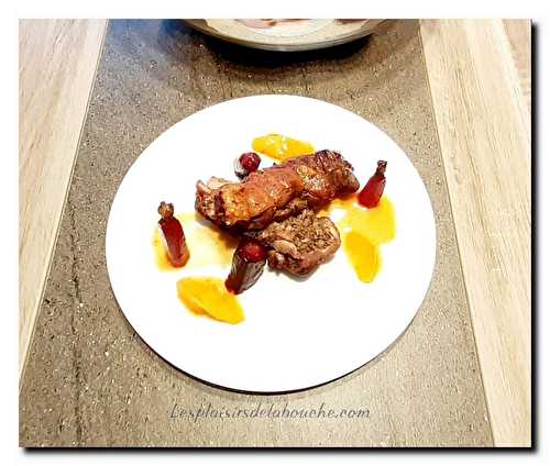 Cuisse de canard farcie aux champignons sauce  bigarade