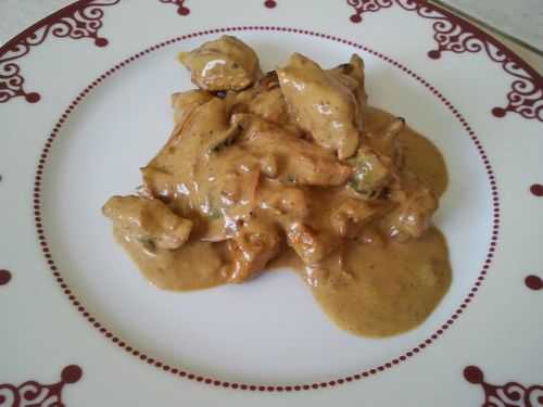 Emincé de poulet au poivron sauce curry