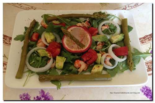 Salade de roquette aux écrevisses et fruit de la passion - Les plaisirs de la bouche