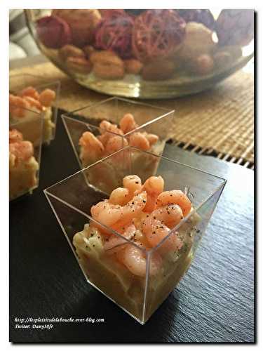 Verrines surimi mayonnaise et crevettes - Les plaisirs de la bouche
