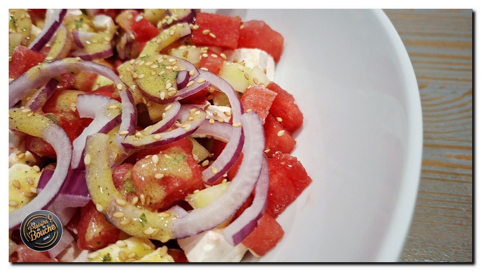 Salade fraîcheur à la pastèque, féta et concombre