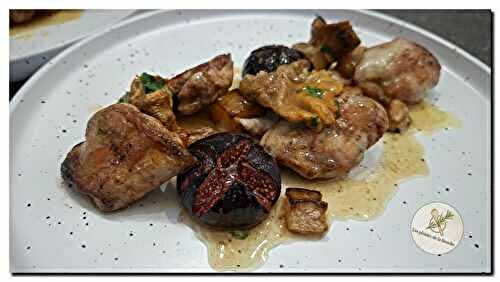 Filets de caille accompagnés de légumes de saison automnale.