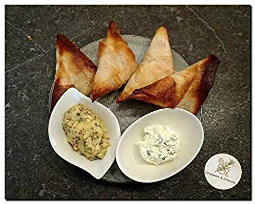 Samoussas façon raclette et duo de sauces