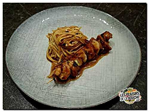 Brochettes de poulet laquées
