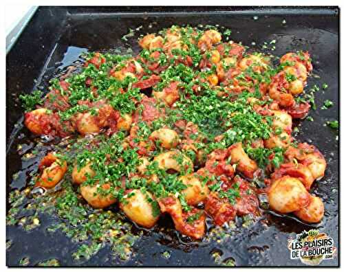 Seiches à la tomate et chorizo accompagnée de légumes cuit à la plancha