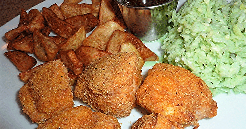 Croquettes de poulet panées sans remords, avec sauce miel et moutarde