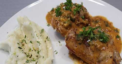 Hauts de cuisses de poulet aux échalotes au vinaigre de vin rouge