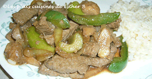Steak aux poivrons verts (pepper steak)