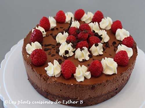 Gâteau-mousse au chocolat et framboises 