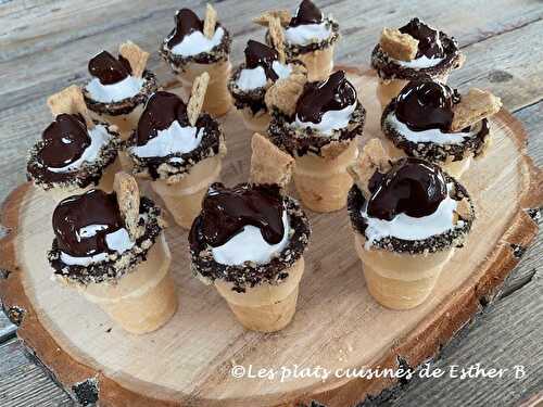 Petits cornets s’mores 