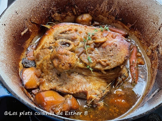Épaule de porc braisée miel et ail