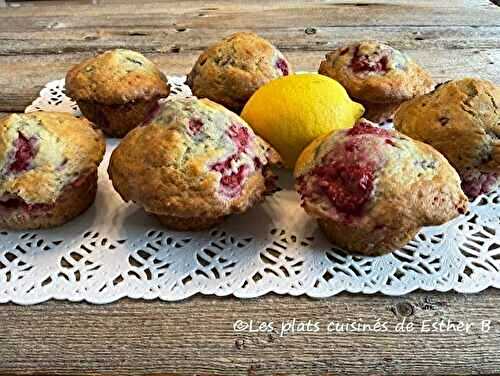 Muffins aux framboises, yogourt et citron