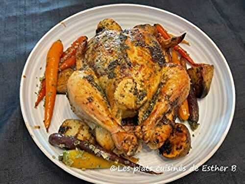 Poulet entier au beurre et à l’ail rôti (sur BBQ)