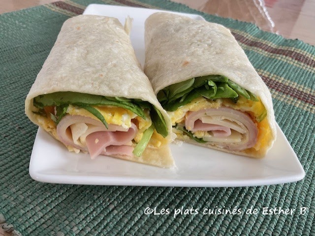 Wrap aux œufs brouillés et au jambon 