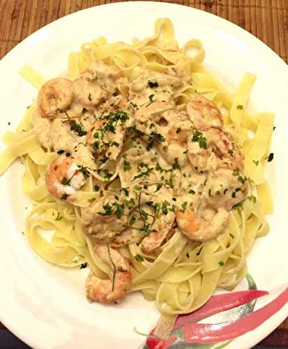 Tagliatelles aux crevettes, coco et coriandre